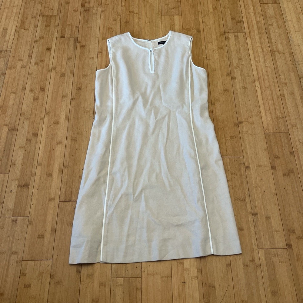 Brooks Brothers Cream Sleeveless Sheath Midi Dress
